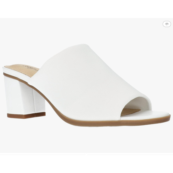 Easy Street Carmella Slip On Heels inWhite Stretch Fabric‎ Size 9 M New - Picture 1 of 7
